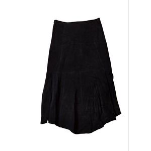 Flare Ruffle Skirt Black Suede Leather Tango Dance